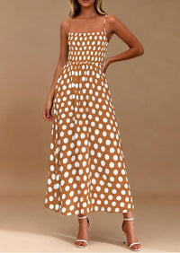 PRETTYGARDEN Womens Summer Dresses Spring Sleeveless Spaghetti Straps Casual Midi Dress Polka Dot Smocked Beach Sundress PRETTYGARDEN