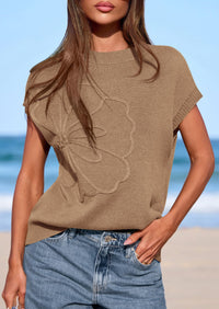 PRETTYGARDEN Women's Spring Sweater Vest Trendy Flower Knit Short Sleeve Cute Pullover Tank Tops Summer Fashion Clothing PRETTYGARDEN