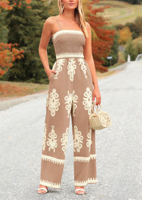 Boho Jumpsuits One Piece Outfits Spaghetti Strap Wide Leg Pants Rompers