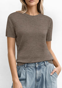 PRETTYGARDEN Women's Short Sleeve Sweaters Spring Crew Neck Knit Work Shirts Business Casual Tops Summer Fashion Clothes PRETTYGARDEN