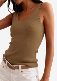 PRETTYGARDEN Womens Summer Sleeveless Tank Tops V Neck Ruffle Lightweight Ribbed Knit Shirt Casual Going Out Top PRETTYGARDEN