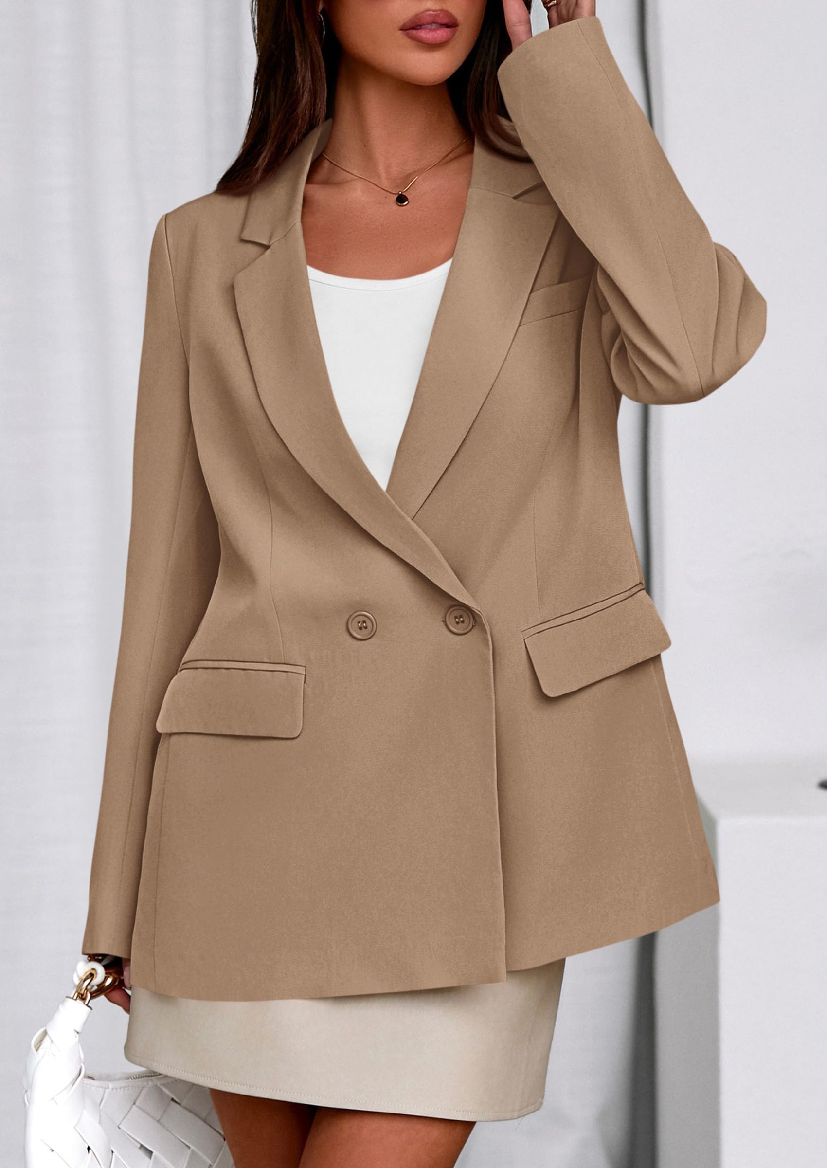 PRETTYGARDEN Fall Blazers for Women Business Casual Long Sleeve Lapel Pockets Dressy Suit Jackets Work Office Clothes PRETTYGARDEN