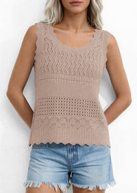 PRETTYGARDEN Womens Crochet Tank Tops Summer Spring Boho Sleeveless Cute Knit Sweater Vest Trendy Beach Vacation Clothes PRETTYGARDEN