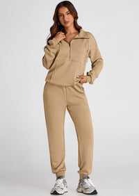 PRETTYGARDEN Long Sleeve Half Zip Sweatsuits Women 2 Piece Outfit Spring Casual Sweatshirt Sweatpants Lounge Set Tracksuit
