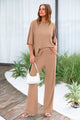 Short Sleeve Pullover Tops And Wide Leg Pants Lounge Set