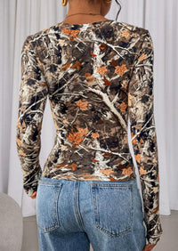 PRETTYGARDEN Womens Long Sleeve T Shirts Fall Trendy Deep V Neck Slim Fit Basic Crop Tops Casual Going Out Top