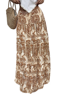 PRETTYGARDEN Floral Summer Boho Maxi Skirts for Women 2026 Smocked Elastic Waist Pleated Tiered Vacation Flowy Long Skirt PRETTYGARDEN