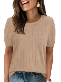 PRETTYGARDEN Women's 2026 Spring Short Sleeve Sweater Knit Going Out Tops Work Shirts Trendy Summer Business Casual Outfits