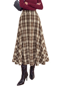PRETTYGARDEN Women's Plaid High Waisted A-Line Midi Skirts | Elastic Waistband, Long Flowy Skirt, Classic Tartan Print, Vintage Style, Casual & Formal Wear, Fall Outfits Winter Clothing