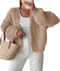 PRETTYGARDEN Women's Fall Cardigan Open Front Chunky Sweaters | Cozy Stretchy Knitwear, Long Sleeve Drop Shoulder, Loose Fit Crochet Jacket, Trendy Holiday Outfits, Warm Winter Clothing
