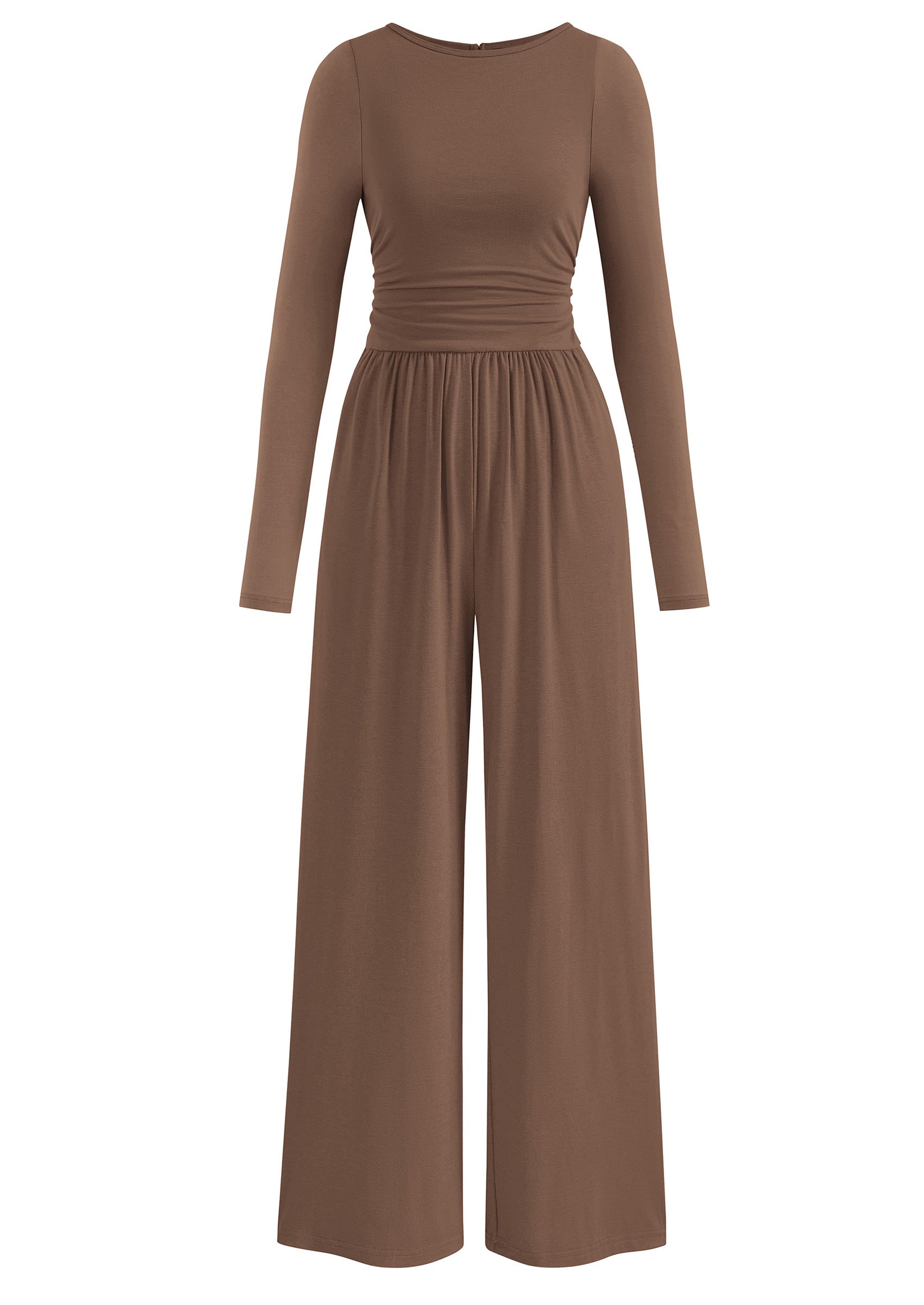 PRETTYGARDEN One Piece Jumpsuits for Women Dressy Casual Long Sleeve Crewneck Wide Leg Romper Overalls Spring Outfits 2026