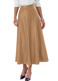 PRETTYGARDEN Womens Faux Leather High Waisted Midi Skirt | Flowy A Line Pleated Skirts, Elegant Swing Flared, Work Business Casual Outfits, Fall Winter Fashion Clothes