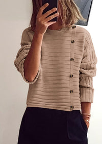 PRETTYGARDEN Womens Sweaters Fall Casual Long Sleeve Crewneck Button Loose Winter Knit Pullover Sweater Tops