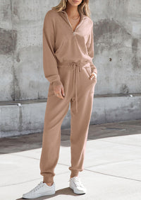 PRETTYGARDEN Women's 2 Piece Sweater Set Pullover Zip Up Sweatshirt Jogger Sweatpants Tracksuit Casual Outfit