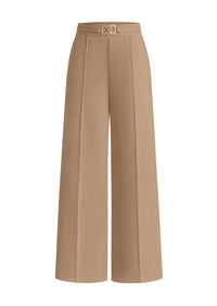 PRETTYGARDEN Women's High Waisted Dressy Casual Pants | Decoration Buckle,Front Seam Trousers with Pockets,Business Casual Outfits,Work Office Slacks,Daily Palazzo Pants All Season