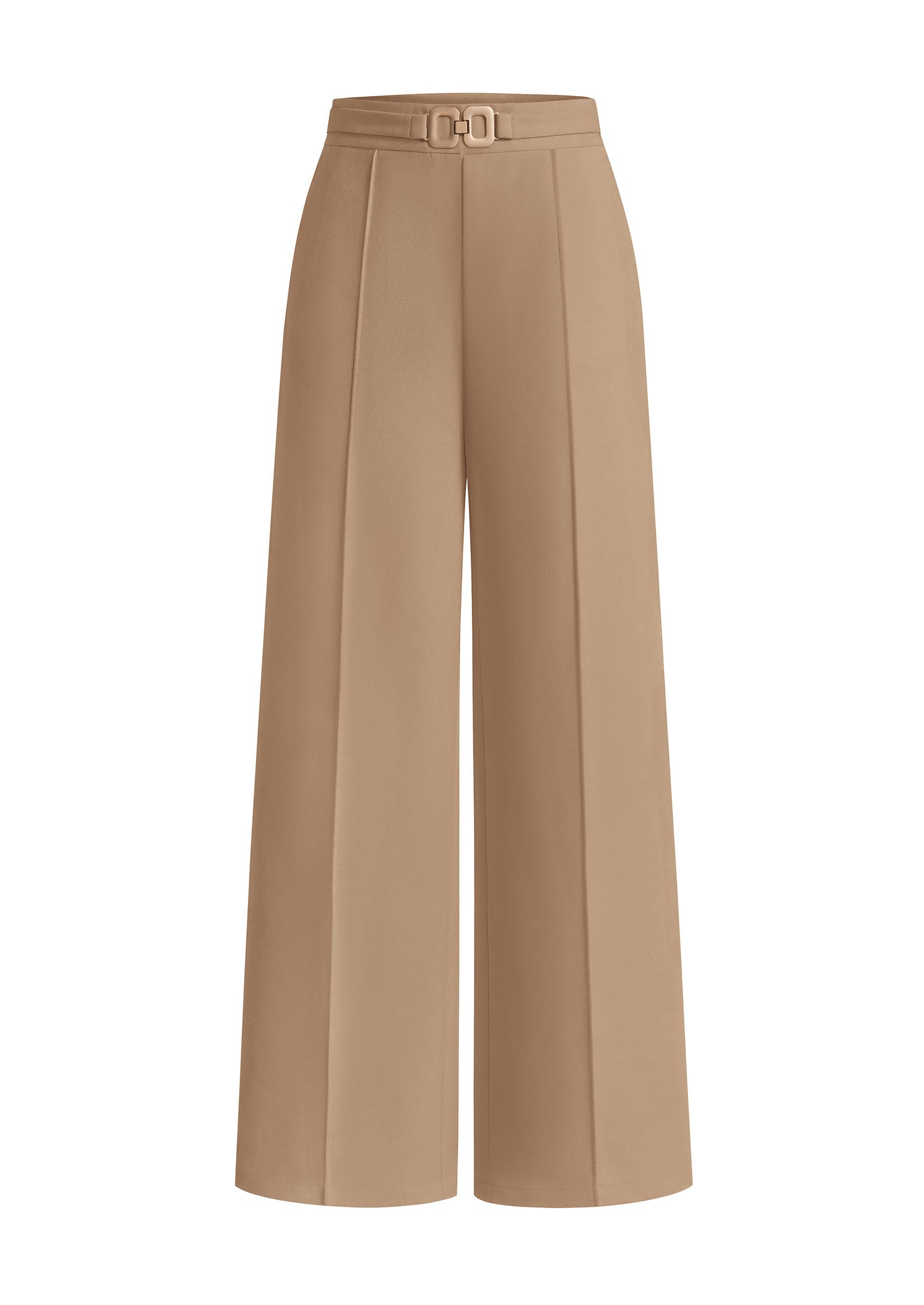 PRETTYGARDEN Women's High Waisted Dressy Casual Pants | Decoration Buckle,Front Seam Trousers with Pockets,Business Casual Outfits,Work Office Slacks,Daily Palazzo Pants All Season