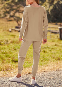 PRETTYGARDEN Women's Fall 2 Piece Lounge Set Long Sleeve Tops Ribbed Pants Spring Matching Sweatsuit Travel Outfits Clothes