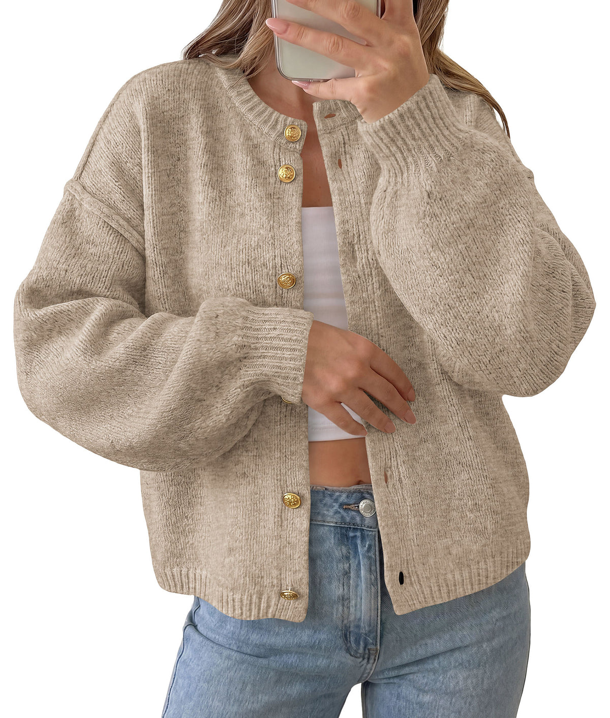 PRETTYGARDEN Women's Button up Chunky Knit Cardigan Sweaters | Crew Neck, Long Sleeve, Oversized Sweaters, Relaxed Fit, Soft Cozy Casual Outerwear, Fall Outfits, Winter Fashion Clothing