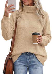 PRETTYGARDEN Women's Winter Turtleneck Sweaters Oversized Warm Pullover  Cozy Chunky Knit Sweater, Long Sleeve Tunic, Loose Fit Dressy Casual Tops, Trendy Fall Fashion Clothing, Holiday Outfits