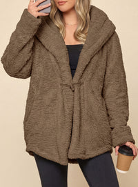 PRETTYGARDEN Women's Winter Warm Coats Hooded Faux Fur Sherpa Jacket  Fuzzy Fleece, Thumb Holes, Long Sleeve Pockets, Teddy Bear Jackets, Trendy Casual Fall Clothes, Holiday Going Out Outfits