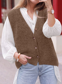 PRETTYGARDEN Womens Fall Sleeveless Button Down Sweater Vest  Soft Knit Fabric, Fashion Deep V Neck, Casual Loose Fit Sweater, Going Out Outfits, 2026 Trendy Winter Clothes