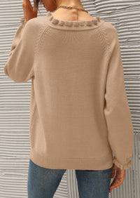 BTFBM Womens Sweaters Fall Winter Clothes 2025 Long Sleeve Button Down Ruffle Crew Neck Casual Knitted Pullover Tops PRETTYGARDEN