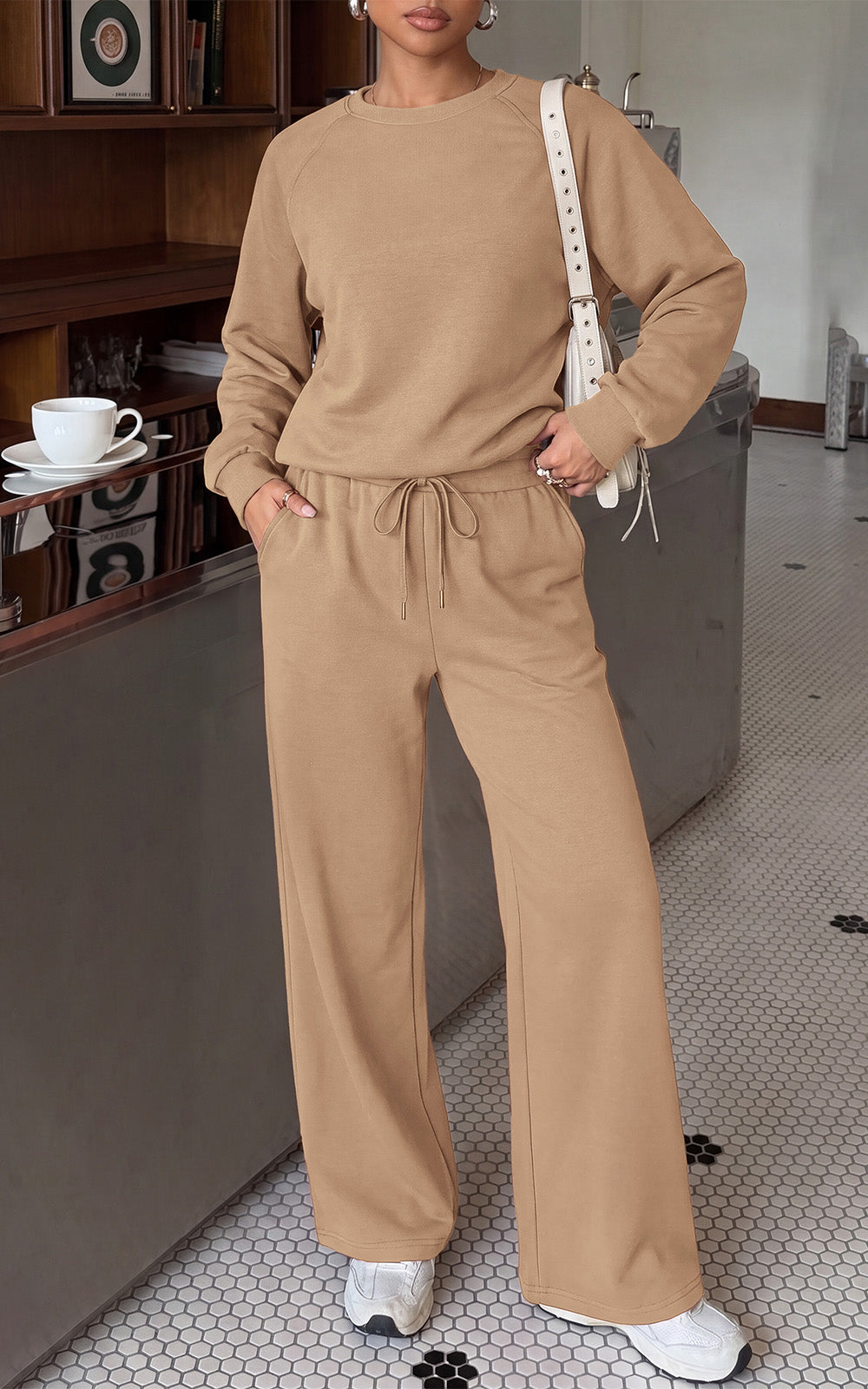 PRETTYGARDEN 2 Piece Lounge Sets Fall Matching Sweatsuits Women Clothing | Loose Crewneck Sweatshirts & Wide Leg Pants Pockets, Casual Sweat Set, Airport Travel Vacation 0utfits, Fashion Tracksuits