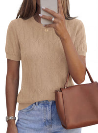 PRETTYGARDEN Women's 2026 Spring Short Sleeve Sweater Knit Going Out Tops Work Shirts Trendy Summer Business Casual Outfits