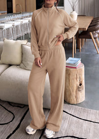 PRETTYGARDEN Women's 2 Piece Sweat Set Casual Fall Outfits | Zip Up Sweatshirt,Wide Leg Pants Sweatsuits,Side Stripes,Matching Lounge Sets,Athletic Wear for Airport,Jogging,Travel,Daily