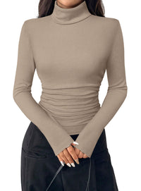 PRETTYGARDEN Turtleneck Tops for Women Long Sleeve Shirts | Slim Fitted Underscrub, Ribbed Knit Thermal Undershirts, 2026 Fall Casual Going Out Outfits, Base Layer Winter Clothes