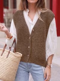 PRETTYGARDEN Womens Fall Sleeveless Button Down Sweater Vest  Soft Knit Fabric, Fashion Deep V Neck, Casual Loose Fit Sweater, Going Out Outfits, 2026 Trendy Winter Clothes