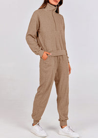 PRETTYGARDEN Women's Fall 2 Piece Lounge Sets Zip Up Sweatshirt Jogger Pants Sweat Track Suits Travel Outfit Winter Clothing