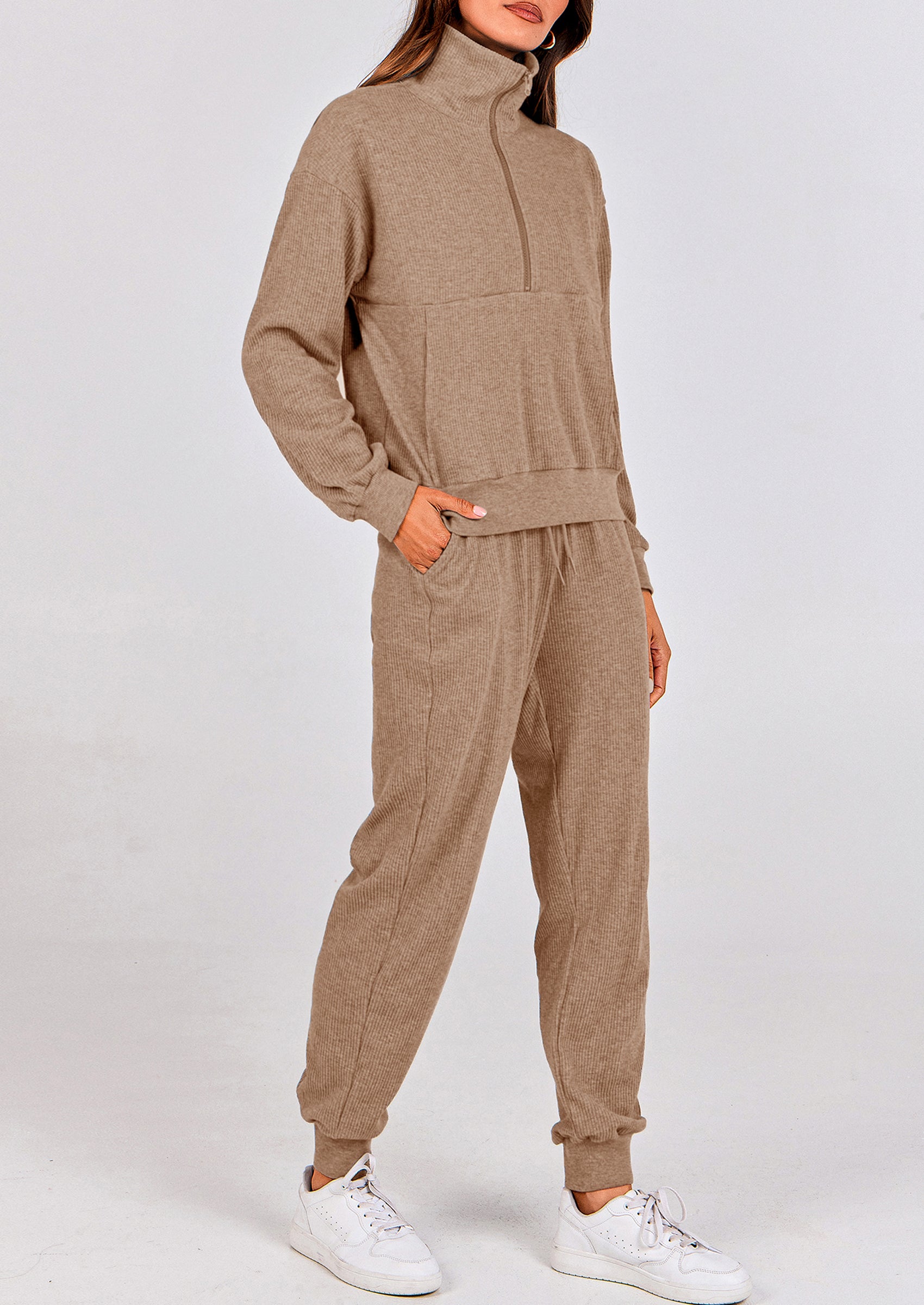 PRETTYGARDEN Women's Fall 2 Piece Lounge Sets Zip Up Sweatshirt Jogger Pants Sweat Track Suits Travel Outfit Winter Clothing