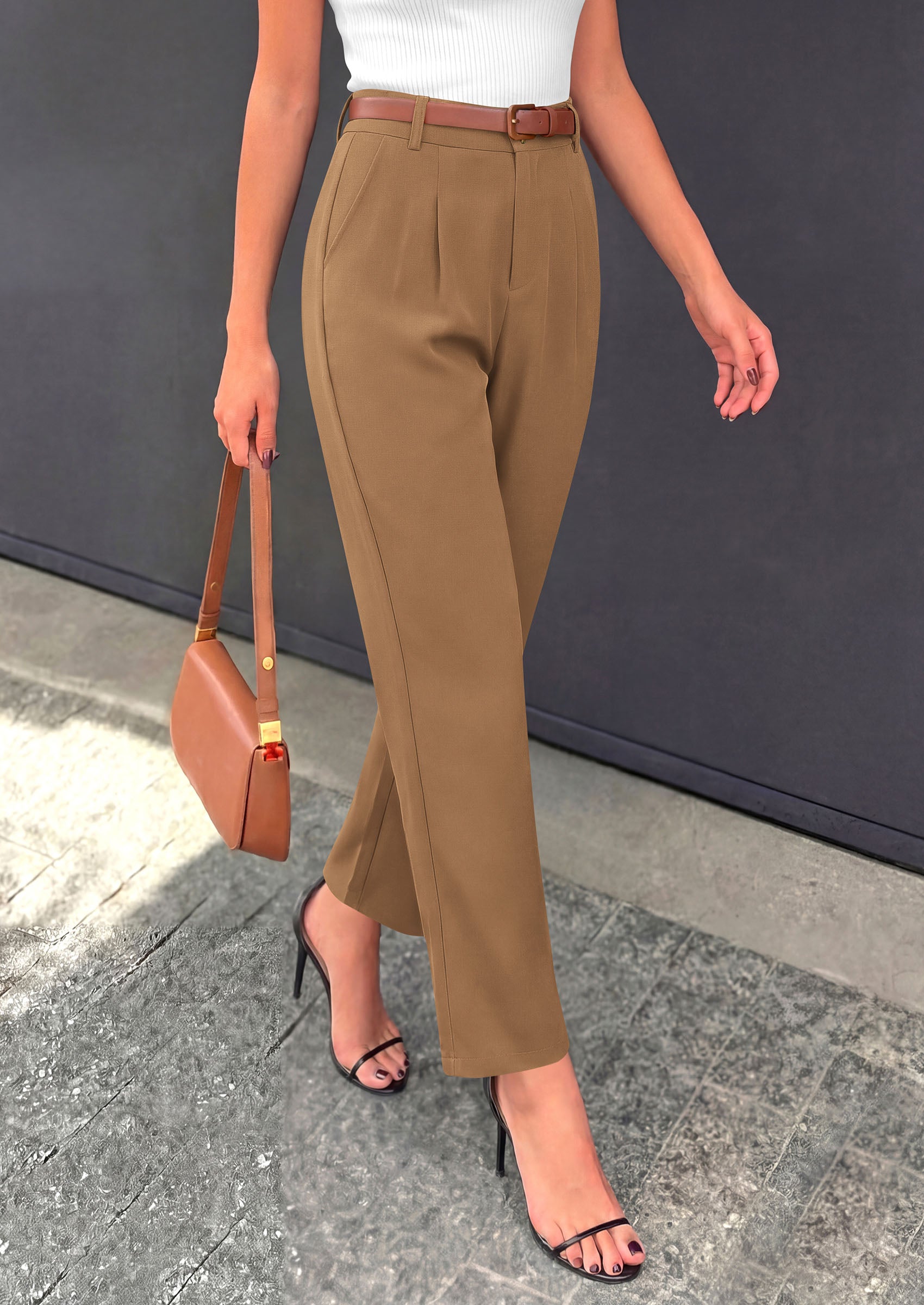 PRETTYGARDEN Womens Dress Pants Summer 2026 Work Clothes Tapered High Waisted Trousers Slacks Pockets Business Casual Outfits