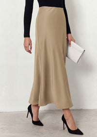 PRETTYGARDEN Women's 2026 Fall Fashion Maxi Long Skirts Trendy Silk Satin High Waisted A Line Mermaid Business Casual Outfits