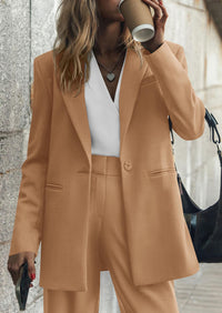 PRETTYGARDEN Women's Fall Two Piece Outfits Dressy Blazer Jacket and Wide Leg Pants Pockets Business Casual Office Suit Sets