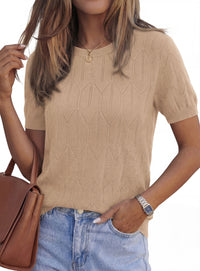 PRETTYGARDEN Women's 2026 Spring Short Sleeve Sweater Knit Going Out Tops Work Shirts Trendy Summer Business Casual Outfits