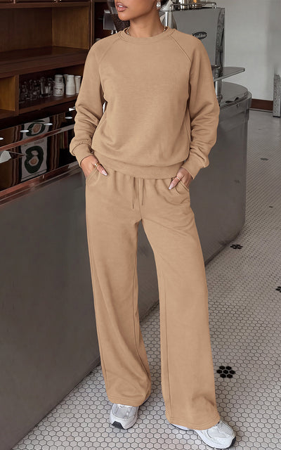 PRETTYGARDEN 2 Piece Lounge Sets Fall Matching Sweatsuits Women Clothing | Loose Crewneck Sweatshirts & Wide Leg Pants Pockets, Casual Sweat Set, Airport Travel Vacation 0utfits, Fashion Tracksuits