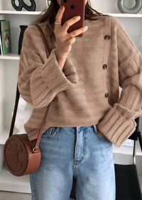 PRETTYGARDEN Womens Sweaters Fall Casual Long Sleeve Crewneck Button Loose Winter Knit Pullover Sweater Tops