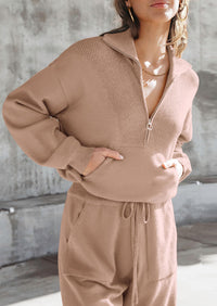 PRETTYGARDEN Women's 2 Piece Sweater Set Pullover Zip Up Sweatshirt Jogger Sweatpants Tracksuit Casual Outfit