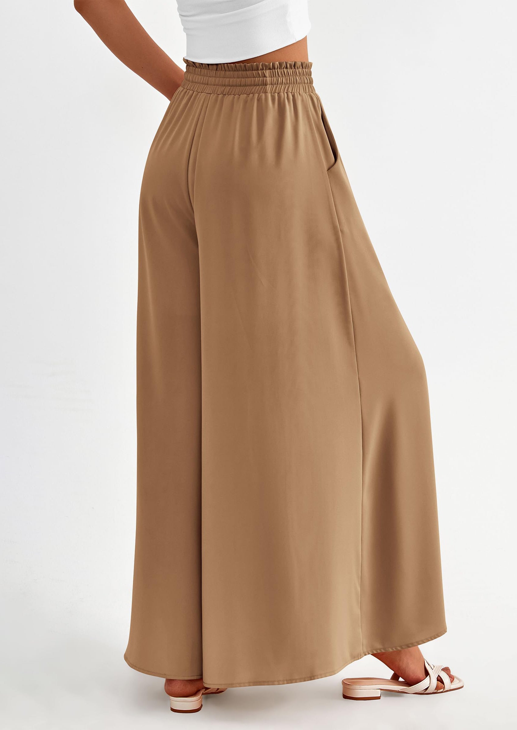 PRETTYGARDEN Women's Summer Wide Leg Palazzo Pants High Waisted Flowy Pockets Trendy Casual Lounge Boho Beach Trousers