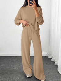 PRETTYGARDEN Womens 2 Piece Outfits Fall Sweatsuits Matching Lounge Sets  | Crewneck Long Sleeve Sweatshirt, Wide Leg Pants Sets with Pockets & Drawstring, Casual Tracksuit, Travel Airport Outfits 2026