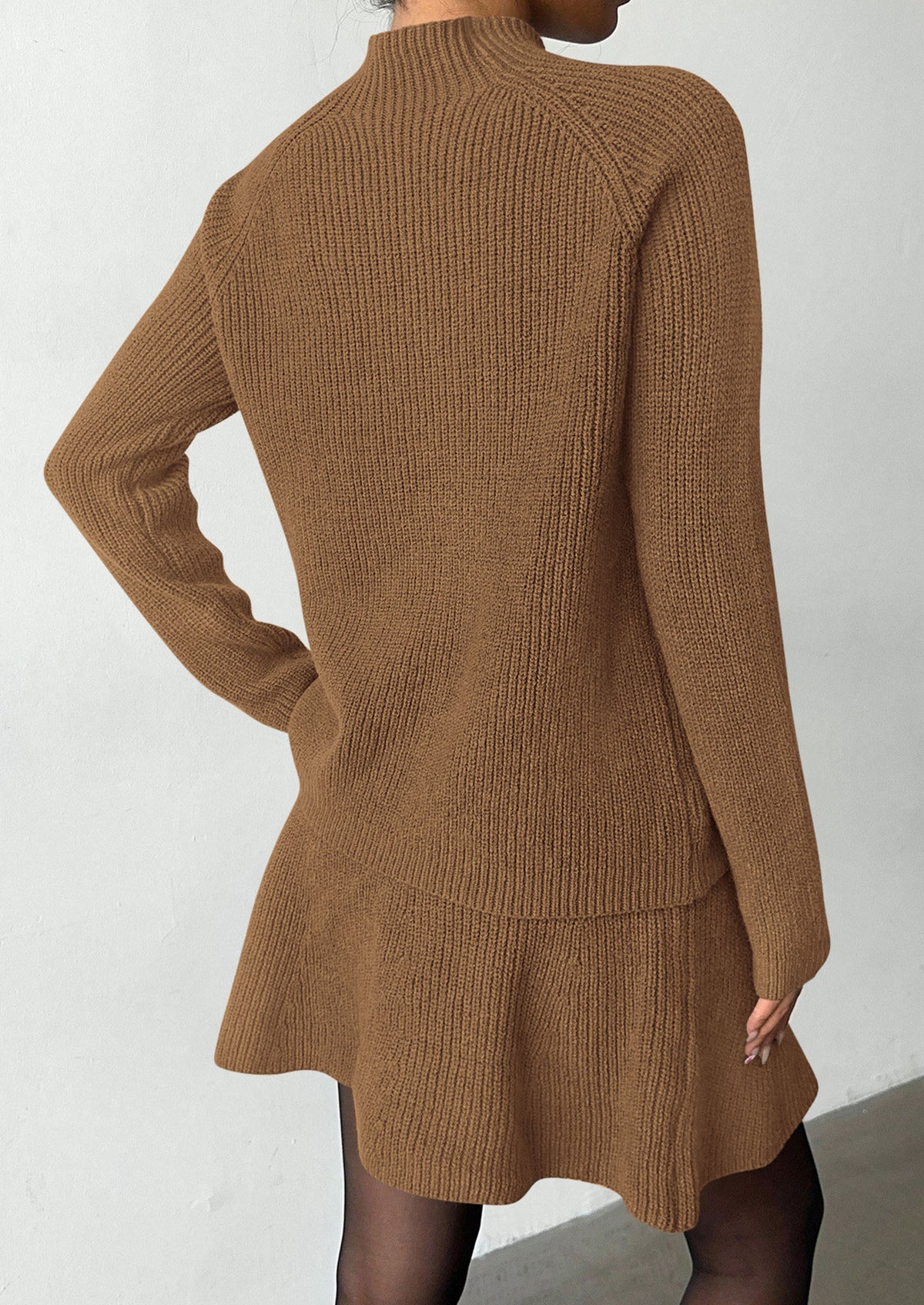 PRETTYGARDEN Women's Fall 2 Piece Outfits Matching Sweater Skirt Sets  Cozy Ribbed Knit, Raglan Long Sleeve, Crewneck Pullover, Elastic Waist A Line, Mini Short Skirts, Holiday Winter Clothing