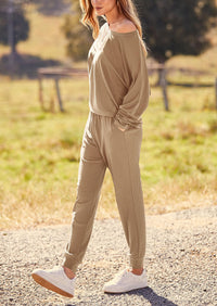 PRETTYGARDEN Women's Fall 2 Piece Lounge Set Long Sleeve Tops Ribbed Pants Spring Matching Sweatsuit Travel Outfits Clothes