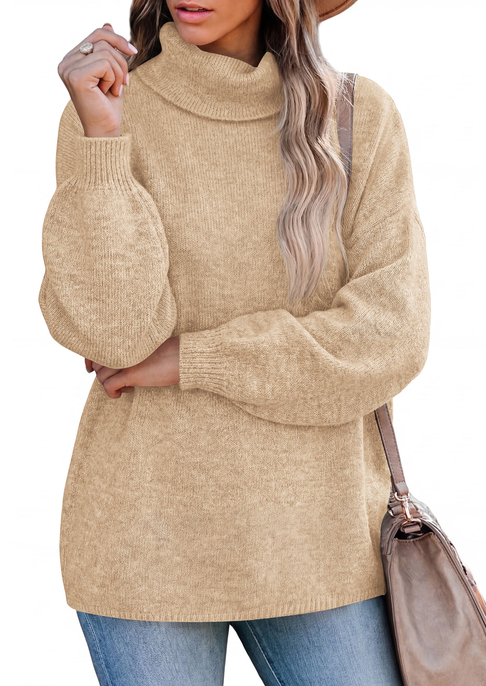 PRETTYGARDEN Women's Winter Turtleneck Sweaters Oversized Warm Pullover  Cozy Chunky Knit Sweater, Long Sleeve Tunic, Loose Fit Dressy Casual Tops, Trendy Fall Fashion Clothing, Holiday Outfits