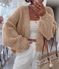 PRETTYGARDEN Women's Fall Cardigan Open Front Chunky Sweaters | Cozy Stretchy Knitwear, Long Sleeve Drop Shoulder, Loose Fit Crochet Jacket, Trendy Holiday Outfits, Warm Winter Clothing