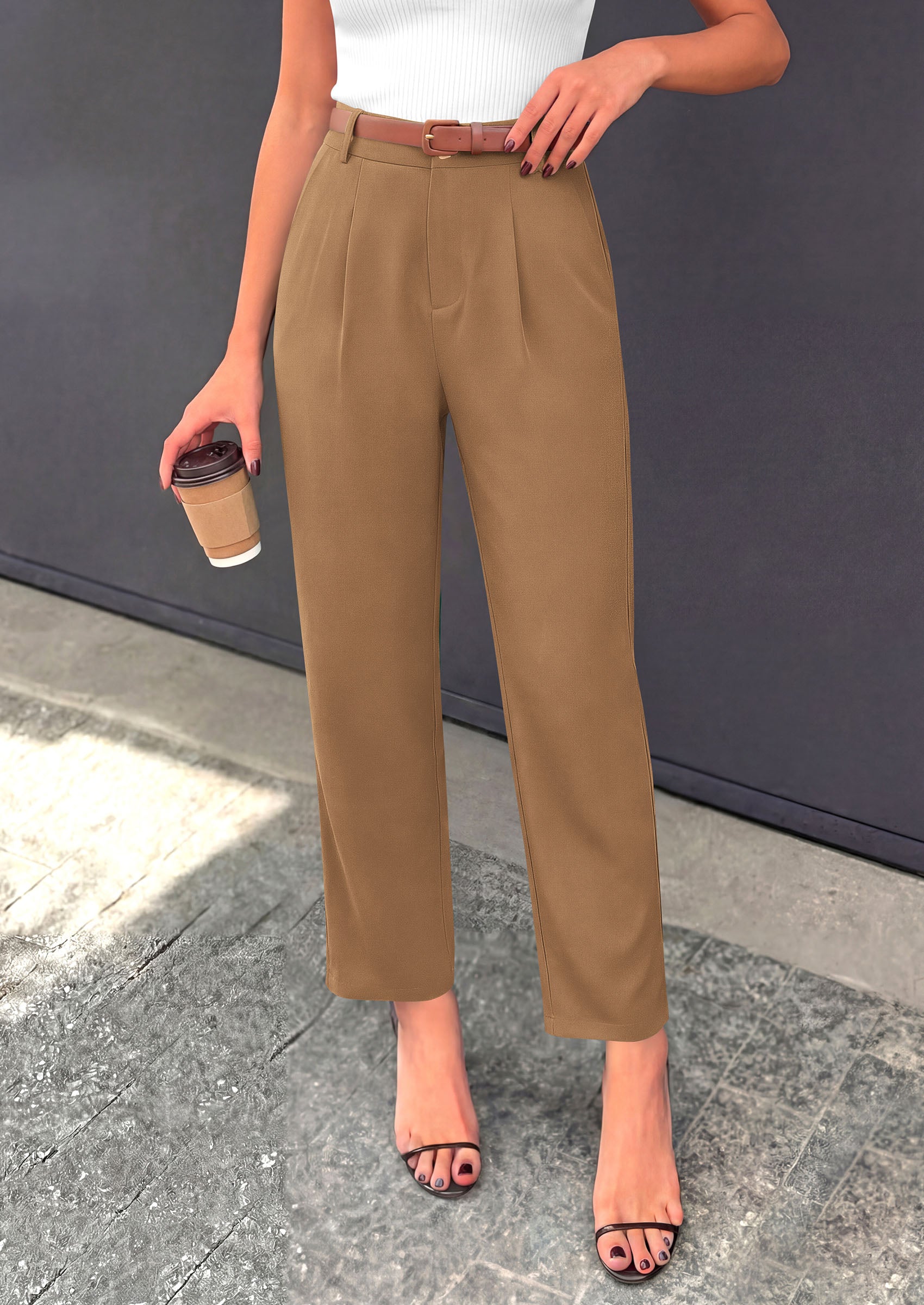 PRETTYGARDEN Womens Dress Pants Summer 2026 Work Clothes Tapered High Waisted Trousers Slacks Pockets Business Casual Outfits