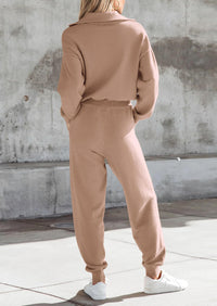 PRETTYGARDEN Women's 2 Piece Sweater Set Pullover Zip Up Sweatshirt Jogger Sweatpants Tracksuit Casual Outfit