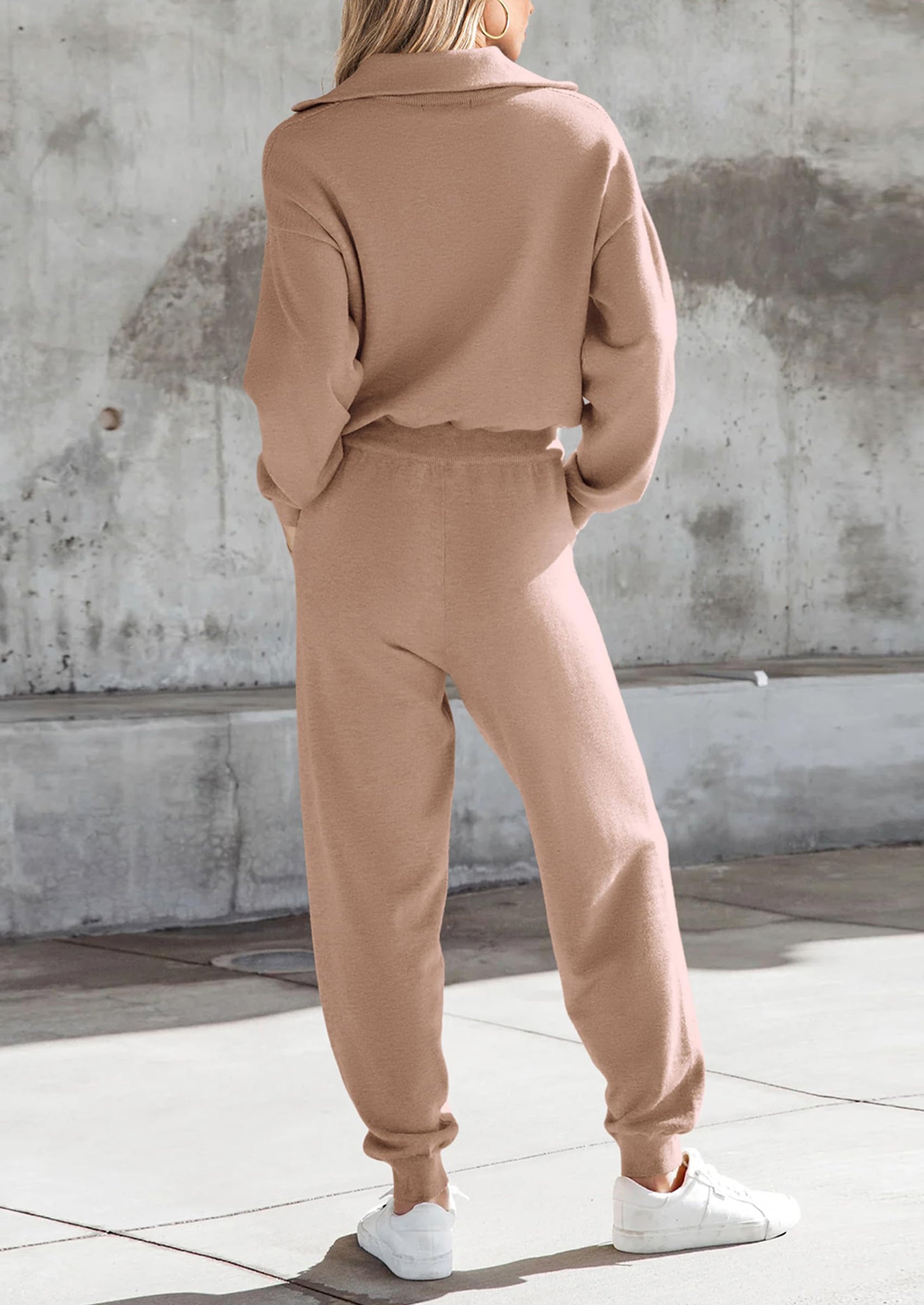 PRETTYGARDEN Women's 2 Piece Sweater Set Pullover Zip Up Sweatshirt Jogger Sweatpants Tracksuit Casual Outfit