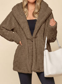 PRETTYGARDEN Women's Winter Warm Coats Hooded Faux Fur Sherpa Jacket  Fuzzy Fleece, Thumb Holes, Long Sleeve Pockets, Teddy Bear Jackets, Trendy Casual Fall Clothes, Holiday Going Out Outfits